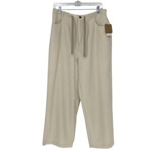 Caribbean Joe Let it Joe Wide Leg Lyocell Soft Silky Cream Pants Wms Sz Large